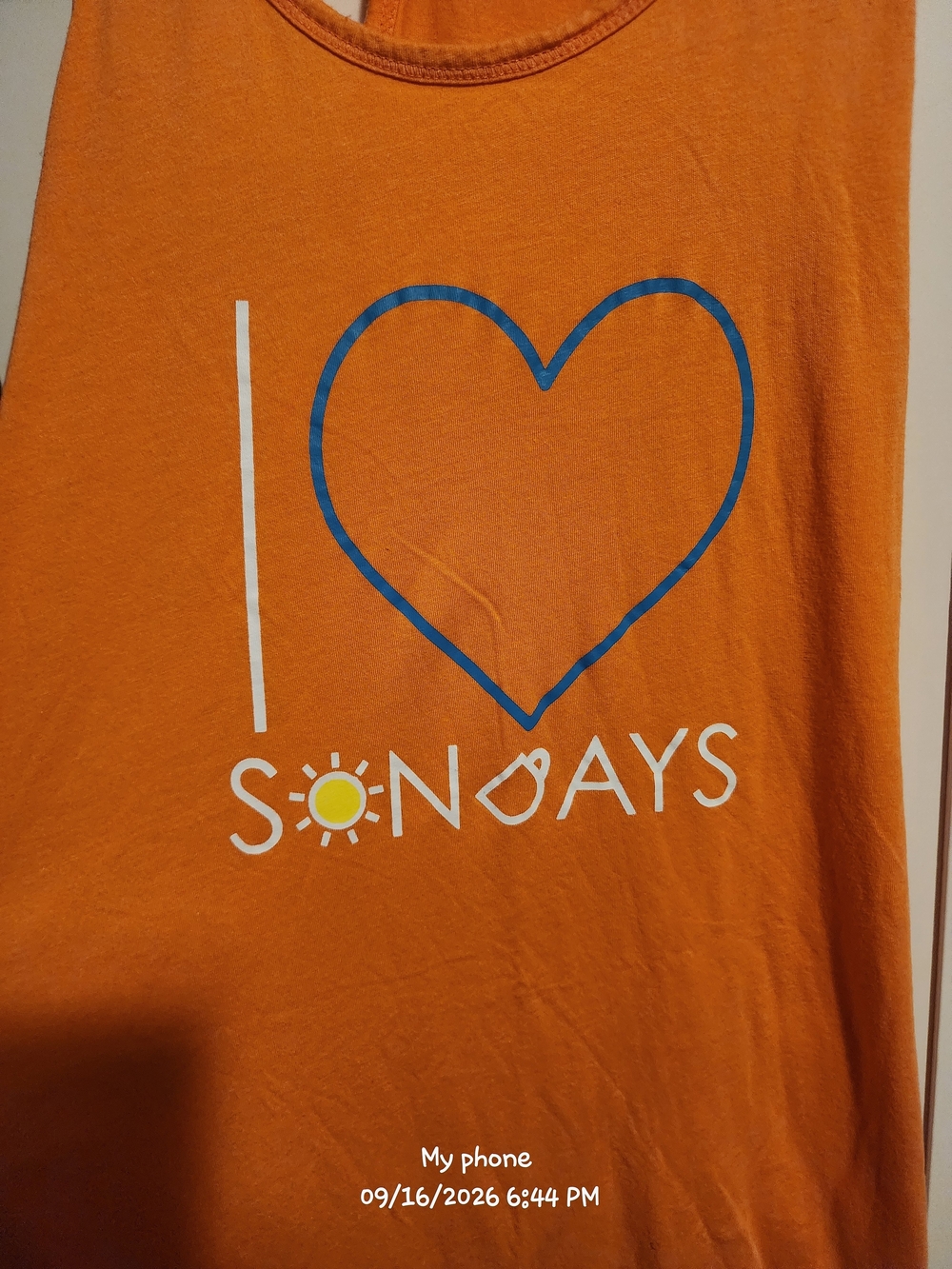 Orange Graphic Chemise with Blue Heart